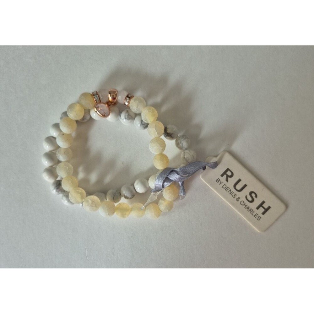 Rush by Denis & Charles Soft Tone Beads Crystals Double Layer Stretch Bracelet